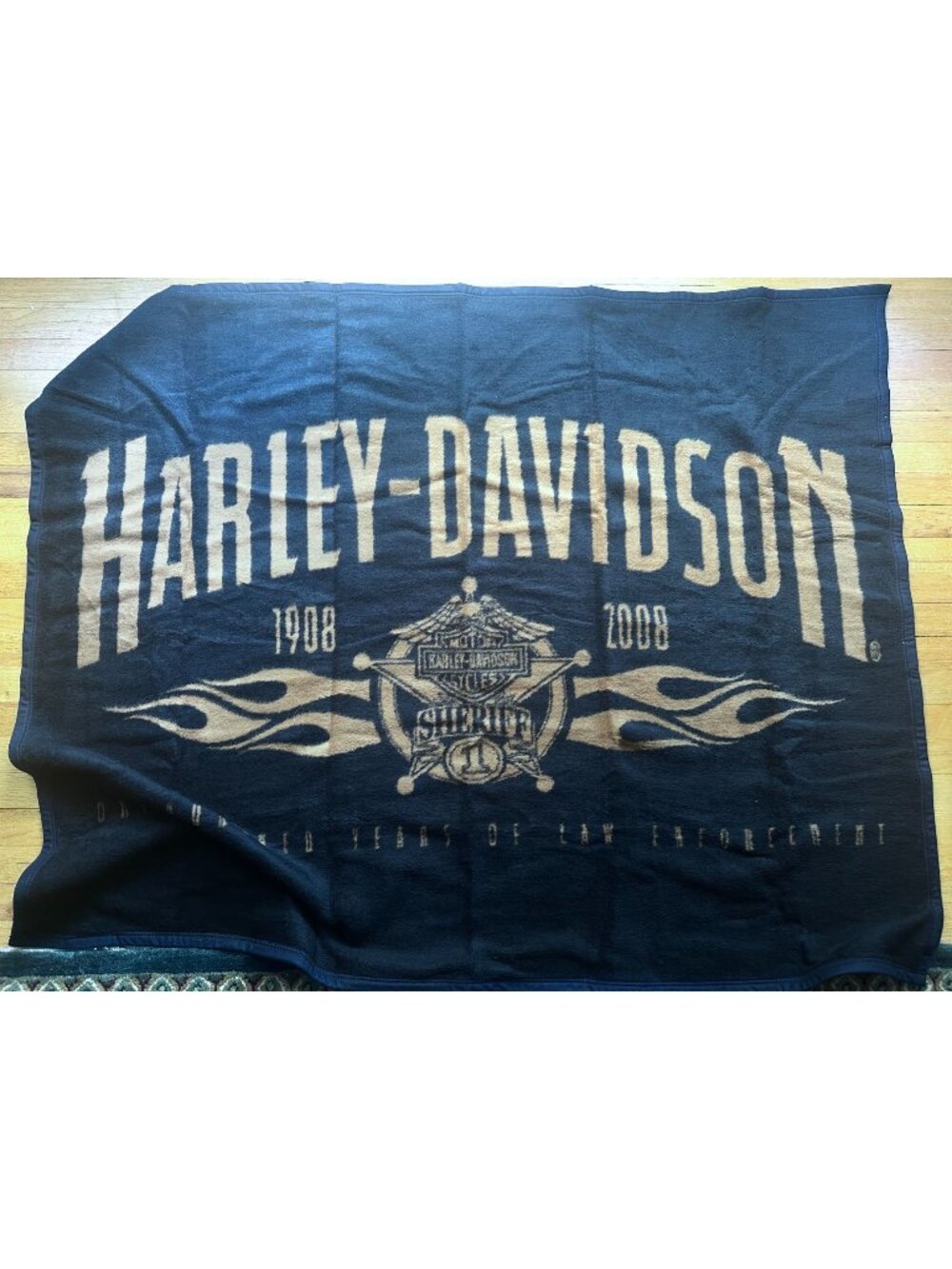NEW in package biederlack Harley-Davidson black sheriff law enforcement throw bl